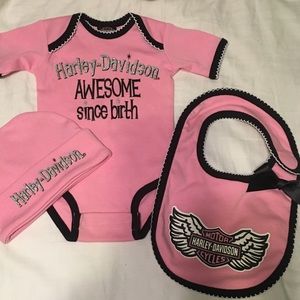 Harley Davidson three piece infant set 0-3 nwot